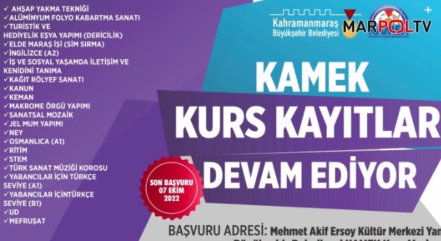 KAMEK Kurs Kayıtları Devam Ediyor