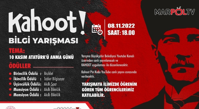 Büyükşehir, “Atatürk’ü Anma Günü” Temalı Kahoot Bilgi Yarışması Düzenliyor