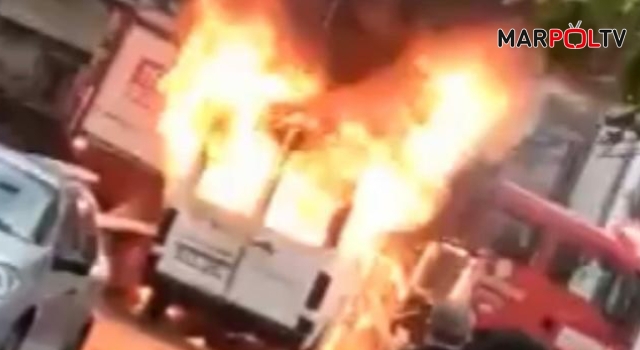 Kahramanmaraş’ta park halindeki minibüs yandı