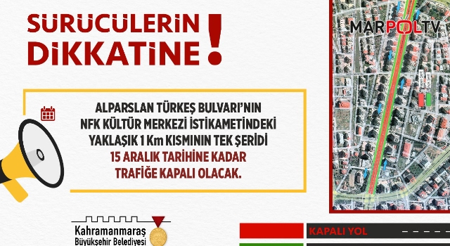 Sürücülerin Dikkatine! Yol Bir Süreliğine Trafiğe Kapalı Olacak