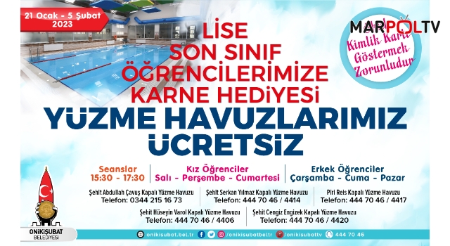 Üniversite sınavına hazırlanan öğrenciler, yüzme havuzlarını ücretsiz kullanacak