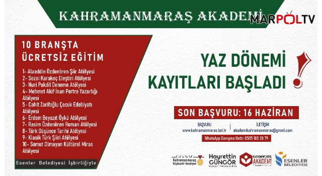 Kahramanmaraş Akademi’de Yaz Dönemi Kayıtları Başladı