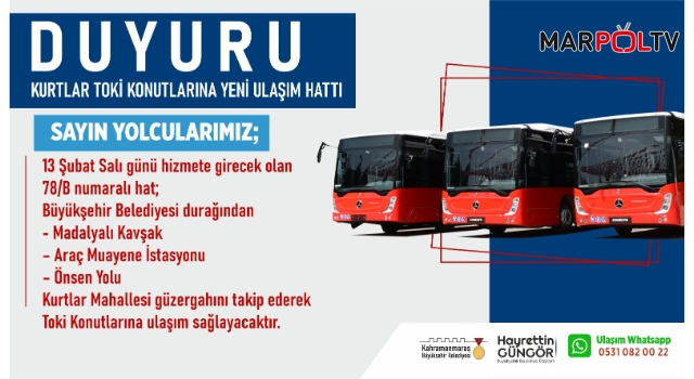 Kurtlar TOKİ’ye Yeni Toplu Taşıma Hattı Hizmete Başlıyor