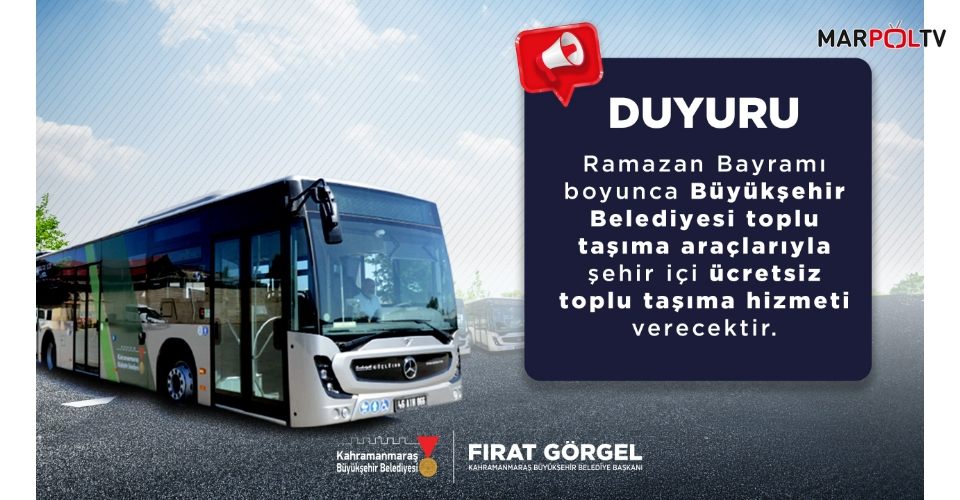 Büyükşehir’den Bayramda Ücretsiz Ulaşım