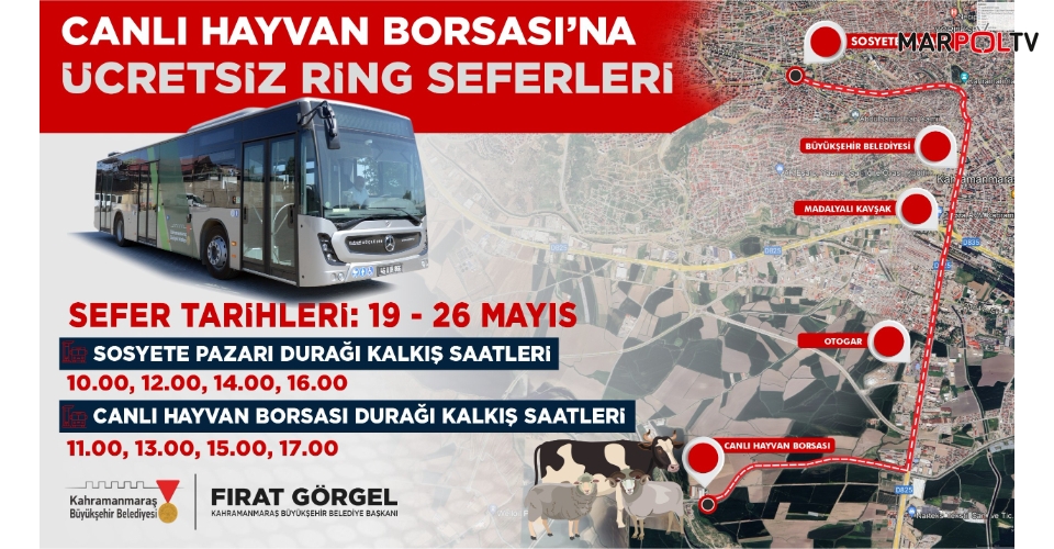 Canlı Hayvan Borsası’na Ücretsiz Ring Seferleri Başlıyor