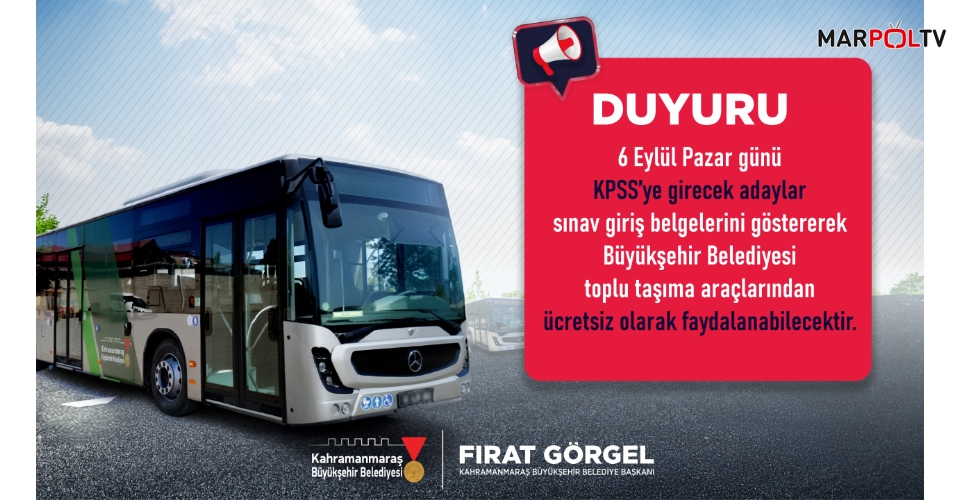 Büyükşehir’den KPSS Adaylarına Ücretsiz Ulaşım Desteği