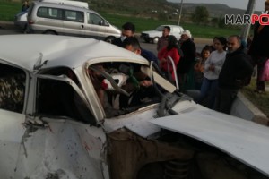 Pazarcık’ta iki otomobil çarpıştı: 2 yaralı