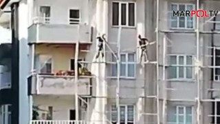 Kahramanmaraş'ta iş güvenliğini hiçe sayan işçiler vatandaşları korkuttu