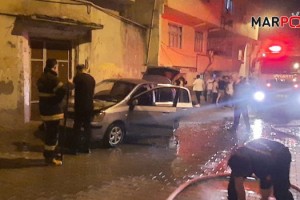 Kahramanmaraş’ta seyir halindeki otomobil alev aldı