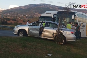 Kahramanmaraş'ta iki aracın karıştığı kazada faciadan dönüldü