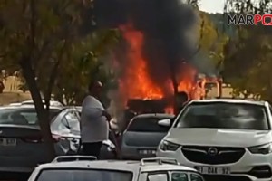 Kahramanmaraş’ta park halindeki araç alev aldı