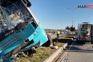 Kahramanmaraş’ta halk otobüsü devrildi: 1’i ağır 10 yaralı