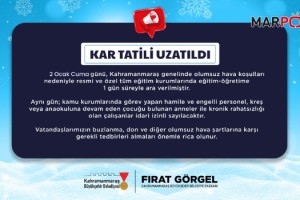 Olumsuz Hava Koşulları Nedeniyle 2 Ocak’ta Eğitime 1 Günlük Ara!